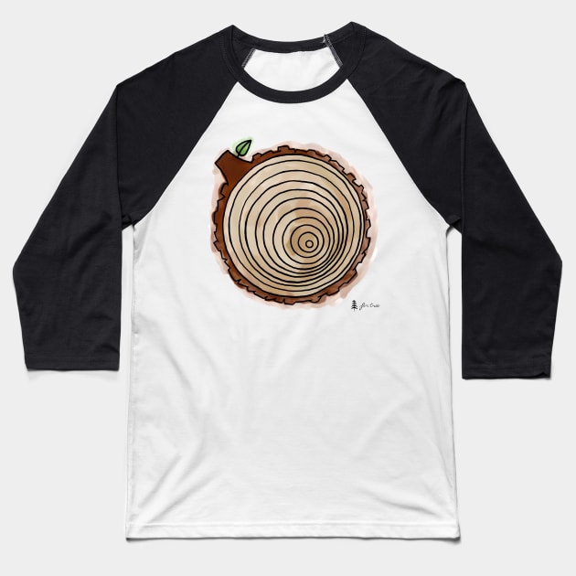 Tree Rings Watercolor Baseball T-Shirt by FirTree